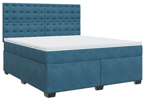 vidaXL Κρεβάτι Boxspring με Στρώμα Μπλε 180x200 εκ. Βελούδινο