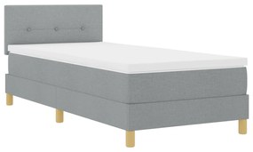vidaXL Κρεβάτι με Βραχίονα με Στρώμα & LED Ανοιχτό Γκρι 100x200 εκ. Ύφασμα