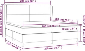 vidaXL Κρεβάτι Boxspring με Στρώμα Μαύρο 200x200 εκ. Υφασμάτινο