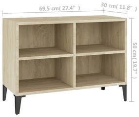 vidaXL Έπιπλο Τηλεόρασης Καπνιστή Δρυς 69,5x30x50 εκ Μεταλλικά Πόδια