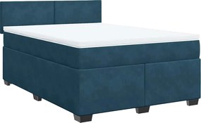 vidaXL Κρεβάτι Boxspring με Στρώμα Μπλε 160x200 εκ. Βελούδινο