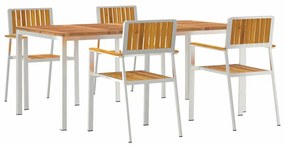 vidaXL Σέτ φαγητού για κήπο 5 pcs Καφέ Μασίφ ξύλο ακακίας