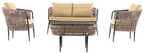 Outdoor Set 4 Pieces with 2-Seater Sofa Lines Fylliana Beige - Cappuccino