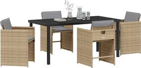vidaXL Σέτ φαγητού για κήπο 5 pcs Μπεζ συνθετικό ρατάν
