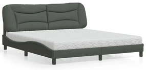 vidaXL Κρεβάτι Σκούρο Γκρι 180x200 εκ Υφασμάτιν