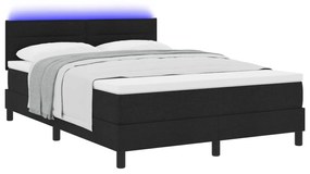 vidaXL Βαλίτσα Κρεβατιού με Στρώμα & Φωτισμό LED Μαύρη 140x200 εκ Ύφασμα