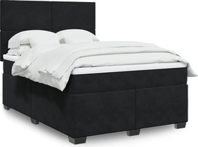 vidaXL Κρεβάτι Boxspring με Στρώμα Μαύρο 160x200 εκ. Βελούδινο