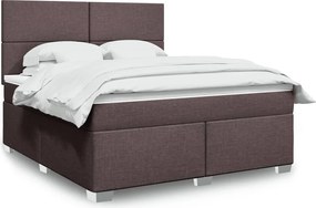 vidaXL Κρεβάτι Boxspring με Στρώμα Σκούρο Καφέ 180x200 εκ Υφασμάτινο