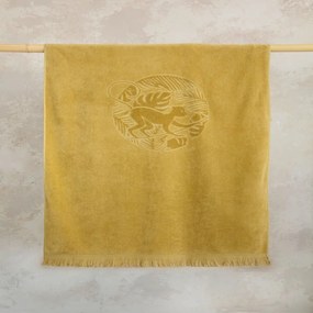 Πετσέτα Θαλάσσης Suntan Jacquard Ochre Nima Θαλάσσης 90x160cm 100% Βαμβάκι