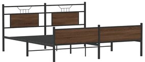 vidaXL Σκελετός Κρεβ. Χωρίς Στρώμα Καφέ Δρυς 180x200 εκ. Μεταλλικό