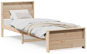 vidaXL Σκελετός Κρεβατιού Καφέ 90 x 190 cm Μασίφ ξύλο πεύκου