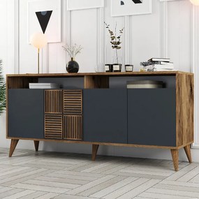 Μπουφές Milan Megapap χρώμα καρυδί - ανθρακί 180x35x78,6εκ.-GP052-0119,2