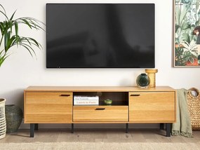 Τραπέζι Tv Berwyn 569, Ανοιχτό χρώμα ξύλου, Μαύρο, 160x51x40cm, 30 kg | Epipla1.gr