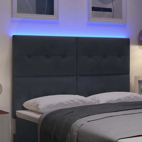 vidaXL LED κεφαλάρι Γκρι Βελούδο