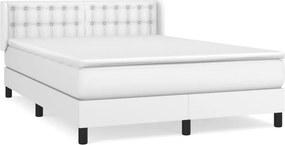 vidaXL Κρεβάτι Boxspring με Στρώμα Λευκό 140x200εκ.από Συνθετικό Δέρμα