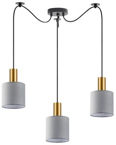 SE21-GM-4-BL3-SH2 ADEPT TUBE Gold Matt Pendant Grey Fabric Shade+