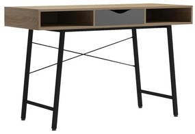 Office desk Komo in sonoma-grey color with black metallic legs 120x48x76cm 120x48x76 εκ.