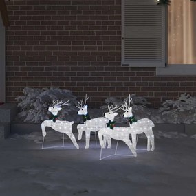 vidaXL LED Ελάφια 4 pcs Ασημί ύφασμα
