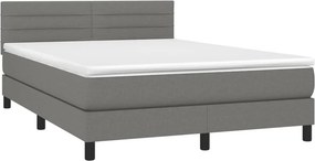 vidaXL Κρεβάτι Boxspring με Στρώμα Σκούρο Γκρι 140x190 εκ. Υφασμάτινο