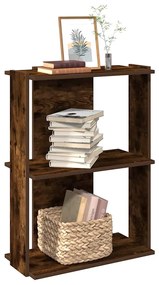 vidaXL Βιβλιοθήκη 3 Επιπέδων Καπνιστή Δρυς 60x30x80 εκ. Επεξεργ. Ξύλο