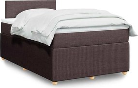 vidaXL Κρεβάτι Boxspring με Στρώμα Σκούρο Καφέ 120x200 εκ. Υφασμάτινο