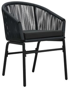 vidaXL Σέτ φαγητού για κήπο 7 pcs Μαύρο Χάλυβας με επίστρωση πούδρας