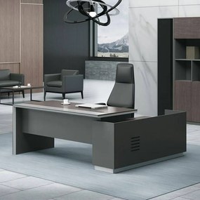 Γραφείο Advance ΕΟ820,L Αριστερή Γωνία 220x90/160x40 (H.75)cm Wallnut-Grey