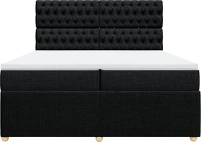 vidaXL Κρεβάτι Boxspring με Στρώμα Μαύρο 200x200 εκ. Υφασμάτινο