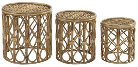 Σετ με 3 τραπέζια DKD Home Decor 39 x 39 x 41 cm Φυσικό λυγαριά