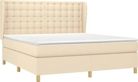 vidaXL Κρεβάτι Boxspring με Στρώμα Κρεμ 180x200 εκ. Υφασμάτινο