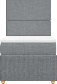 vidaXL Κρεβάτι Boxspring με Στρώμα Ανοιχτό Γκρι 90x190 εκ. Υφασμάτινο