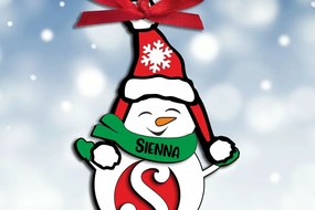 Σετ των 3 Intra απο ξύλο plywood 3mm-4mm πάχος Δώρο διακοπών Χριστουγεννιάτικο γράμμα S Χιονάνθρωπος Δίασταση 8x8 cm INTRAFABR-110179830