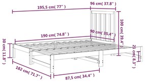 Καναπές Κρεβάτι Συρόμενος 2x(90x190) εκ. Μασίφ Ξύλο Πεύκου - Καφέ