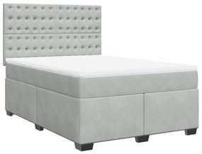 vidaXL Κρεβάτι Boxspring με Στρώμα Ανοιχτό Γκρι 140x190 εκ. Βελούδινο