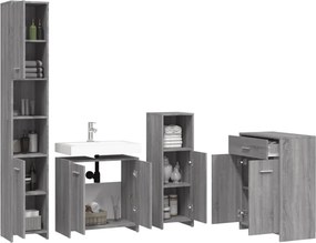 vidaXL Σετ Επίπλων Μπάνιου 4 Τεμαχίων Γκρι Sonoma Επεξεργασμένο Ξύλο
