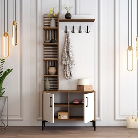 Έπιπλο Εισόδου Καρυδιά / Λευκό VIYANA 90x35x200