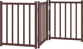 vidaXL Πύλη σκύλου πτυσσόμενη 3 πάνελ καφέ δρυς 150 εκ. Μασίφ Ελάτη