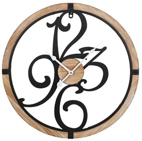 Ρολόι Τοίχου Confu 351-000002 Φ50x2,5cm Natural-Black Inart Mdf, Metal