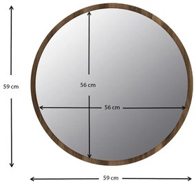 Καθρέπτης τοίχου Glob Μegapap από μελαμίνη χρώμα καρυδί 59x2x59εκ.