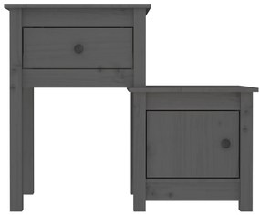 vidaXL Κομοδίνα 2 τεμ. Γκρί 79,5x38x65,5 εκ. από Μασίφ Ξύλο Πεύκου
