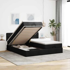 vidaXL Οθωμανικό κρεβάτι με στρώματα Μαύρο 160x200cm Ύφασμα