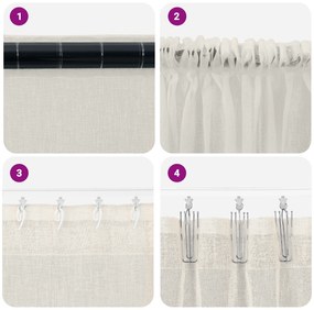 vidaXL Κουρτίνες με κουρτίνες 2 pcs Κρεμ 140 x 225 cm Πολυεστέρας