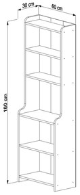 ΒΙΒΛΙΟΘΗΚΗ NEAT HM18194.04 ΜΕΛΑΜΙΝΗ ΣΕ ΦΥΣΙΚΟ ΧΡΩΜΑ ΞΥΛΟΥ 60x30x180Υεκ.