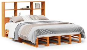 vidaXL Κρεβάτι Βιβλιοθήκη Χωρίς Στρώμα Καφέ 150x200 εκ Μασίφ Πεύκο
