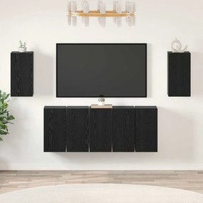 vidaXL Σετ επίπλου τηλεόρασης 7 pcs Μαύρη Οξυά Επεξεργασμένο Ξύλο