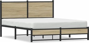 vidaXL Σκελετός Κρεβ. Χωρίς Στρώμα Sonoma Δρυς 140x200 εκ. Μεταλλικό