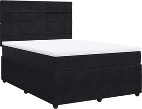 vidaXL Κρεβάτι Boxspring με Στρώμα Μαύρο 140x200 εκ. Βελούδινο