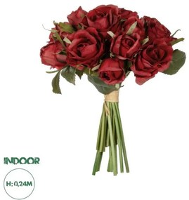 Artificial Garden RED ROSE BOUQUET 21307 Τεχνητό Διακοσμητικό Μπουκέτο Τριαντάφυλλα Κοκκινο Y24cm Globostar-21307-Κόκκινο 21307