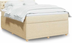 vidaXL Κρεβάτι Boxspring με Στρώμα Κρεμ 140x190 εκ. Υφασμάτινο