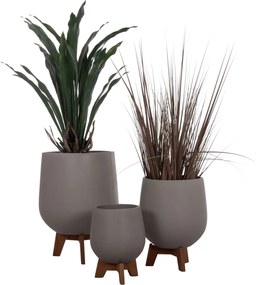 ΣΕΤ 3 ΓΛΑΣΤΡΕΣ ΜΕ TEAK ΒΑΣΕΙΣ TRYLL HM4681.03 FIBER CEMENT--ΓΚΡΙ